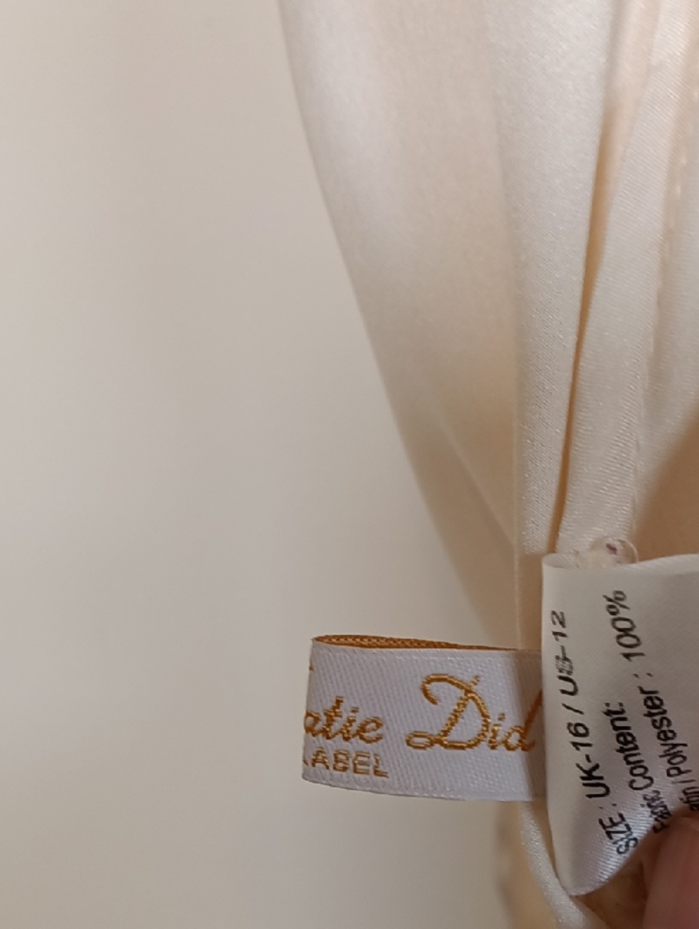What Katie Did Gold Label Satin  Cream Wrap Robe with Attached Tie Waist Size 12 - Picture 13 of 16